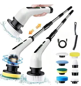 【Mother's Day gift】Electric Spin Scrubber Cordless Shower Scrubber lPX7 Waterproof Multi-Surface Cleaning Brush with 9 Brush Heads Long Battery Life Adjustable Speed Extendable Handle for Bathroom Kitchen Durable Cleaning Helper Utensils