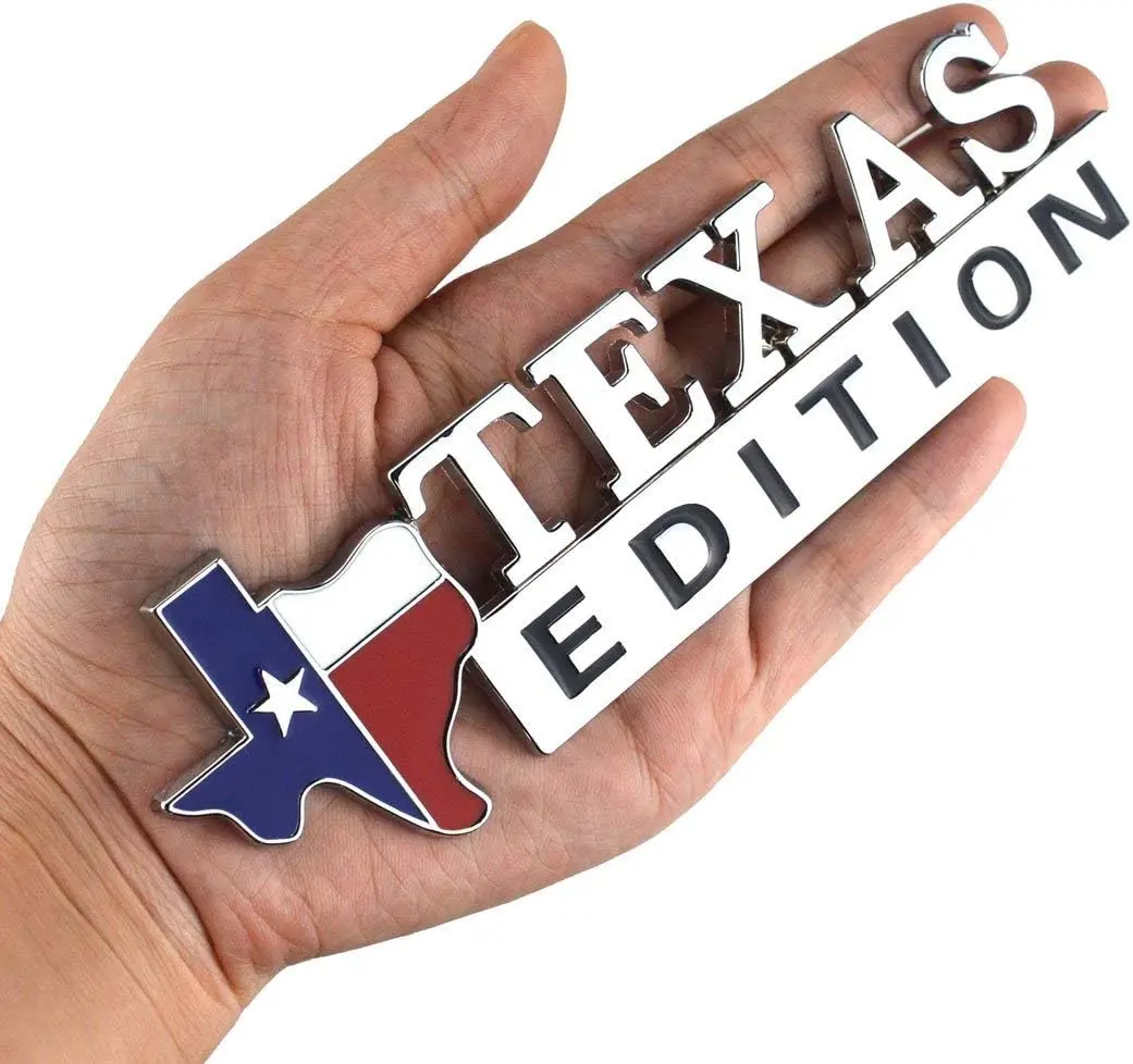 1x Metal Chrome Texas Flag Emblem - Car Sticker Deco, Decal Accent, Body Panel Decals Car Stickers for Exterior Fender Side Door, Decoration