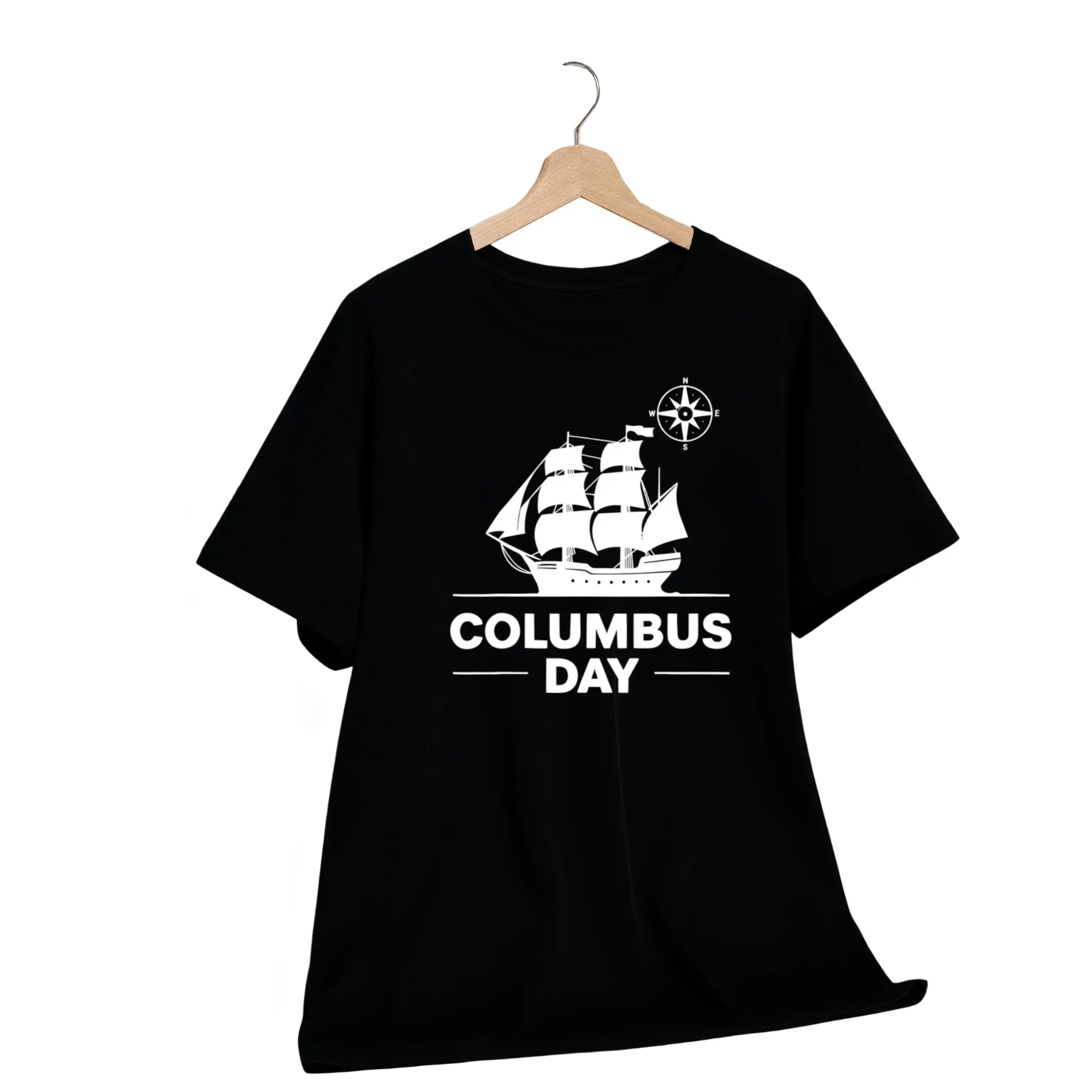 Columbus Day Italian American Heritage T-Shirt - Christopher Columbus & Ships Graphic, Heavyweight 180gsm Loose Fit Unisex Adult Tee Suitable for Parades, Historical Events, Italian-American Pride Gift