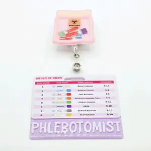 Purple Phlebotomist Horizontal Badge Buddy with Order of Draw (Shaker Badge Reel is not included and is sold separately) shaker high-quality acrylic