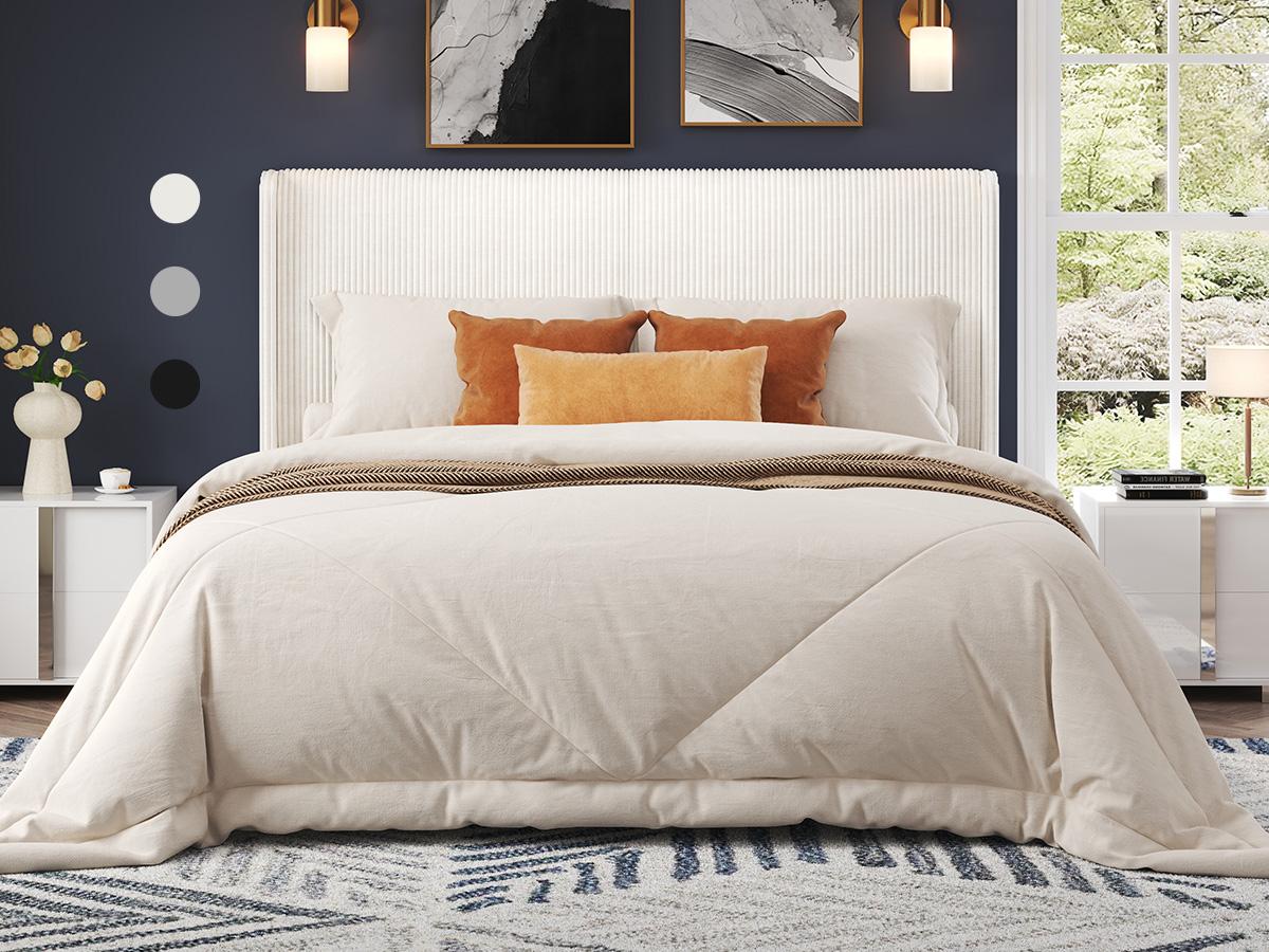 [ONLY INCLUDED BED]VanAcc Upholstered Bed Frame, Easy Assembly Full Size Bed Frame, Modern Bed Platform with Corduroy Headboard, Wooden Slats Support, No Box Spring #homemakeover