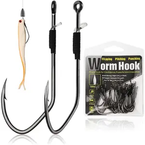 Weedless Hooks Worm Hooks Weedless Hooks for Bass Fishing Texas Rig Hooks 30PCS Professional V Fishing Hooks for Freshwater Saltwater with Baitkeeper 1/0