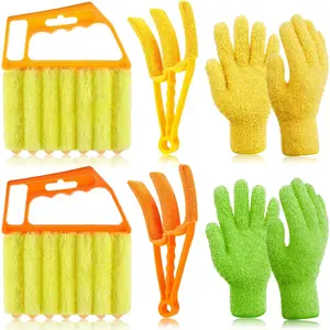 6 count Window Venetian Blind Cleaner Duster Tool 2 count 7 Fingers Dusting Cleaner Tool 2 count Shutter Cleaner Brush and 2 Pairs Cleaning Gloves for Air Conditioner Keyboard Fan Dirt House Dust Cleaner