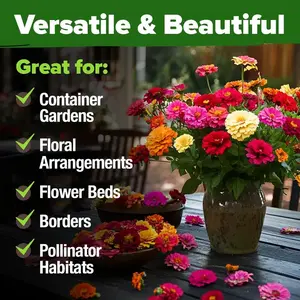 Zinnia Seeds – 100% Pure Heirloom Non-GMO Flower Seeds, No Filler, USA Packed