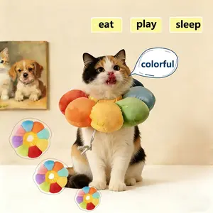 Adjustable Elizabethan Collar for Cats & Dogs, Soft Comfortable Anti-Bite Choke Chain, Post-Surgery Spay Prevents Licking, Sunflower Design Durable Neck Strap