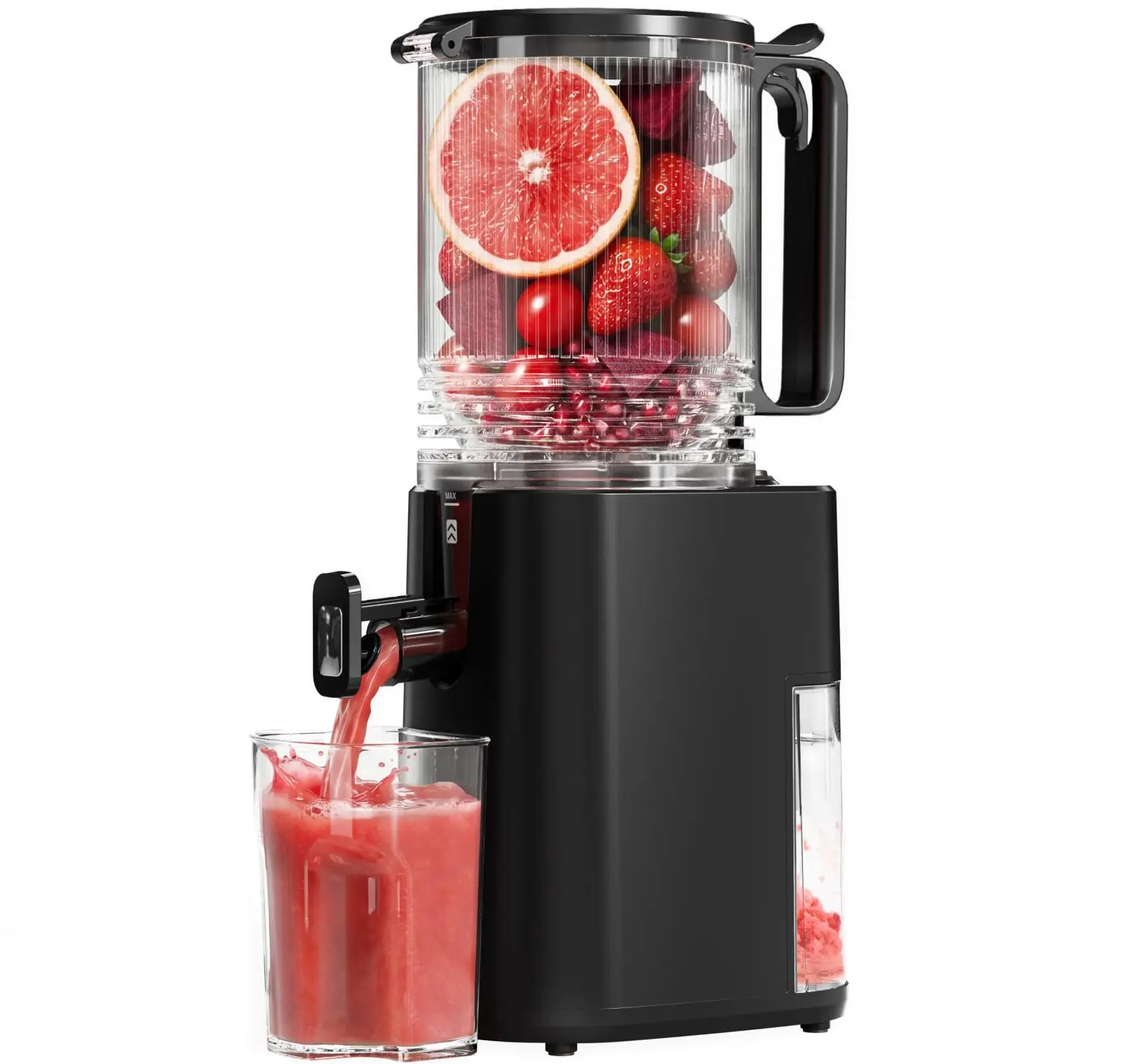 Anybear 350W Cold Press Juicer with 4.9" Feed Chute for Whole Fruits & Veggies, Dual Slow-Squeeze Design, High-Torque Motor for Fibrous Produce, BPA-Free, 3-Step Clean, 5-Yr Warranty