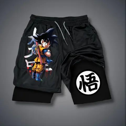 Dragon Ball DBZ Goku 80s 90s summer men shorts for men jorts outfit men graphic shorts Double-layer sports shorts Comfortable short shorts summer