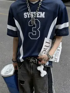 American Vintage Mesh Sports Jersey, Design, System 3 Print, Breathable Mesh Material, Streetwear Style