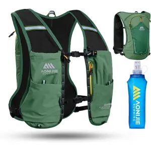 AONIJIE Running Hydration Vest for Men & Women, 8L Hydration Backpack with 500ml Soft Flask Water Bottle, Lightweight Breathable for Hiking, Climbing, Marathon & Cycling - Black