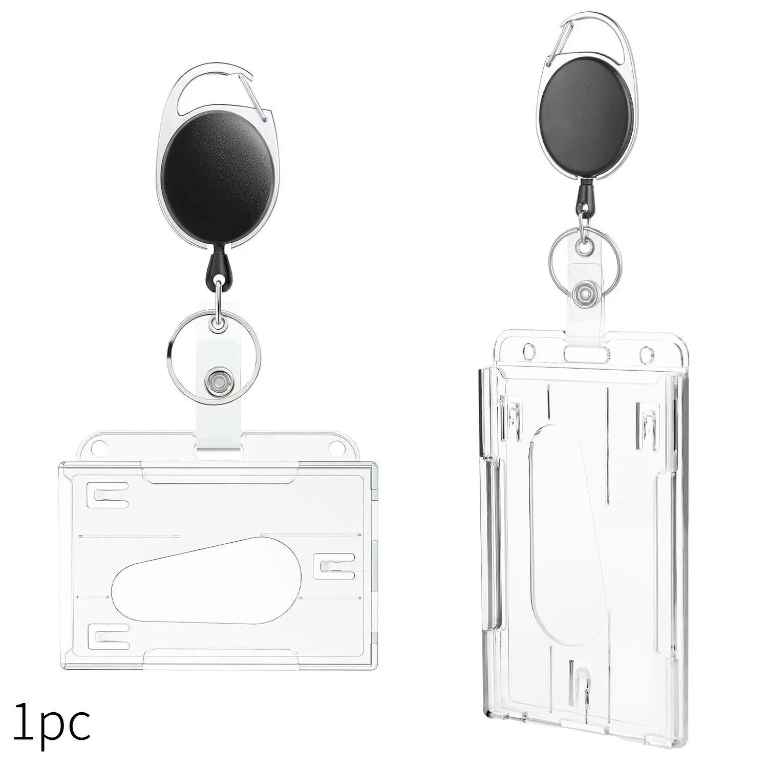 Clear ID Badge Holder, 1 Count Transparent Badge Card Holder with Retractable Badge Reel, Portable, Identification Badges Supplies for Students, Office Workers, ID Badge Holders Retractable