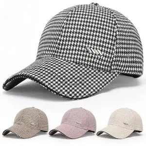 Houndstooth Baseball Cap - Casual Sun Protection Peaked Hat for All-Season Wear