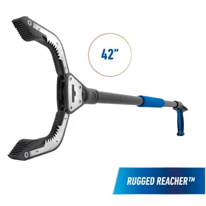 Rugged Reacher 42" Heavy-Duty Tool with Steel Jaws & Durable Rubber Grips for Tough Tasks & Ergonomic Handle for Effortless Grasping
