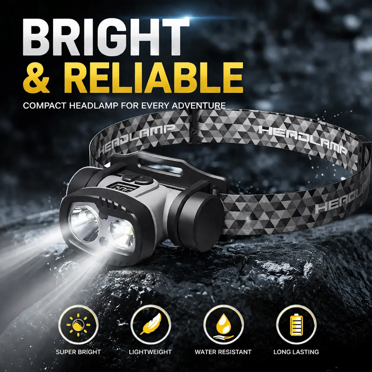 Rechargeable LED Headlamp Adjustable Elastic Head Strap Multi Lighting Modes Outdoor Head Light power outage emergency Flashlight with Laser