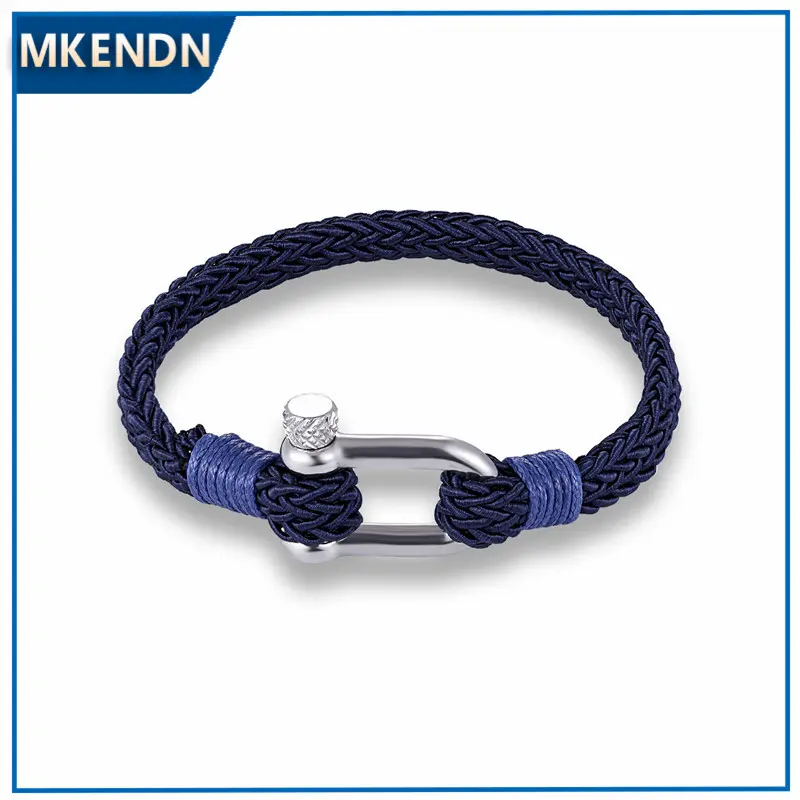 New Fashion navy style Sport Camping Parachute cord Survival Bracelet Men with Stainless Steel Shackle Buckle Jewelry