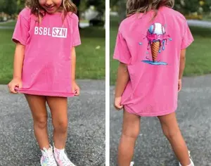 Youth and Adult Baseball Season Shirt I BSBLSSN Front with Baseball Ice Cream Graphic on Back I Cool Summer Tee for Baseball Kids I Youth Sizes