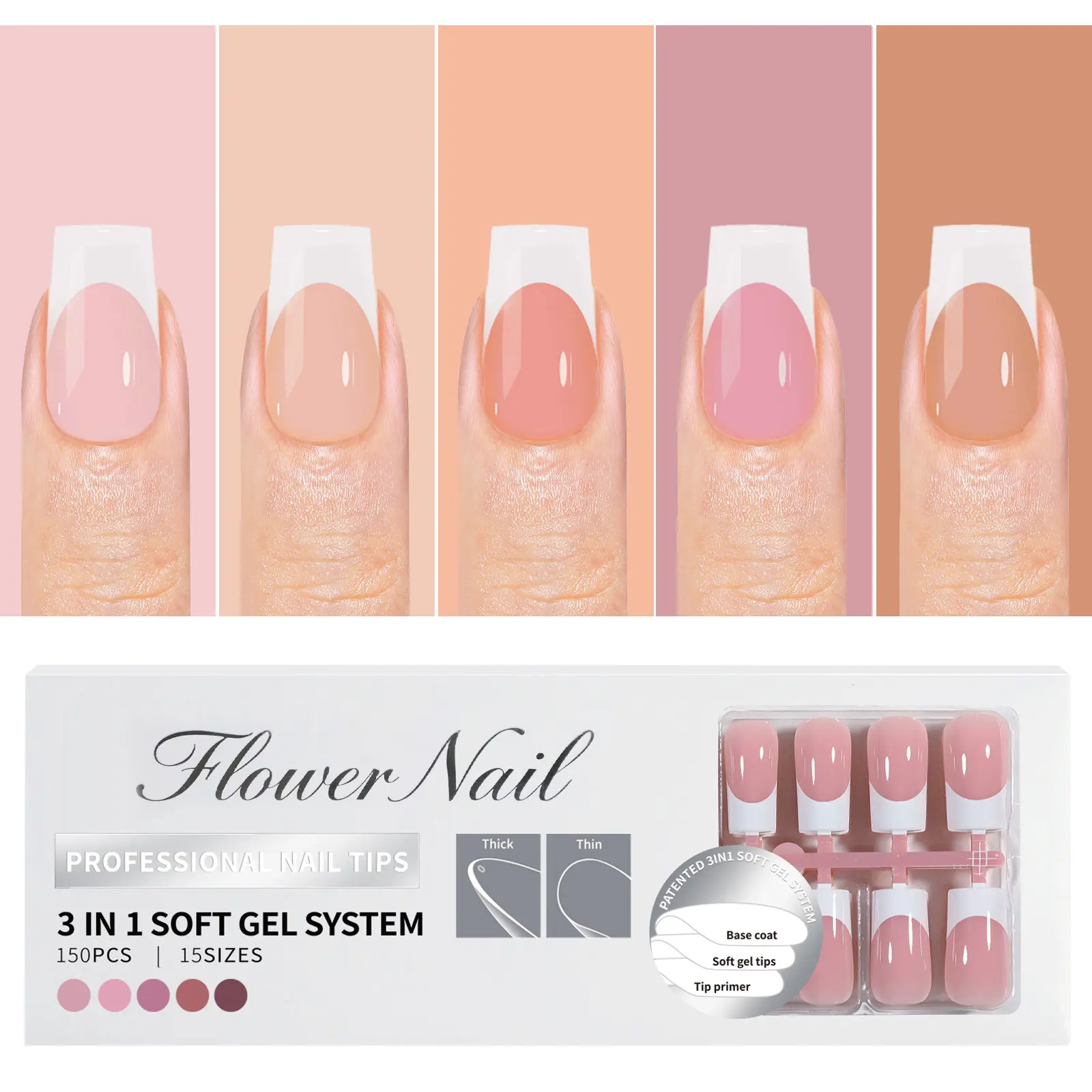 150pcs White French Tip Press-on Nails .Nail Art easy DIY