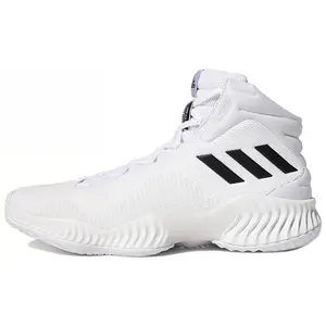 Adidas FW5745 Pro Bounce 2018 Men's Off-white Cushioned Slip-resistant Mid-top Basketball Shoes Stylish Versatile All Seasons
