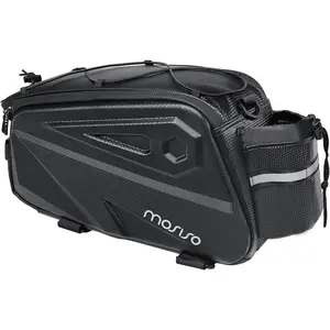 Bike Rack Bag, Waterproof Bike Rear Rack Handbag Bicycle Trunk Bag, 14L EVA Mountain Bicycle Rear Seat Storage Saddle Pouch Cycling Luggage Pouch with Shoulder Strap, Black