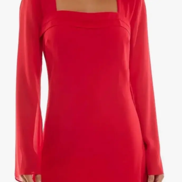 B Darlin Long Sleeve A-Line Red Kiss Dress - Everyday Style - Womenswear