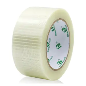 Transparent Bi-Directional Filament Strapping Tape, 6.7 Mil x 2 Inch x 30yds, Fiberglass Reinforced Tape