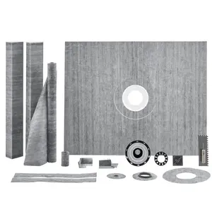 【Father's Day】VEVOR Shower Curb Kit, 60"x48" Shower Pan Kit with 2" PVC Central Flange, Waterproof Membrane, Stainless Steel Grate and Joint Sealant, Shower Pan Slope Sticks Fit for Bathroom