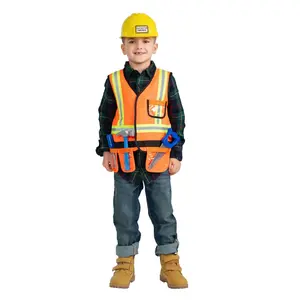 Construction Worker Role Play Costume Set - Pretend Play Outfit with Reflective Vest, Hard Hat & Accessories – For Career Day, Theme Party, Role-Play, and Year-Round Creative Fun