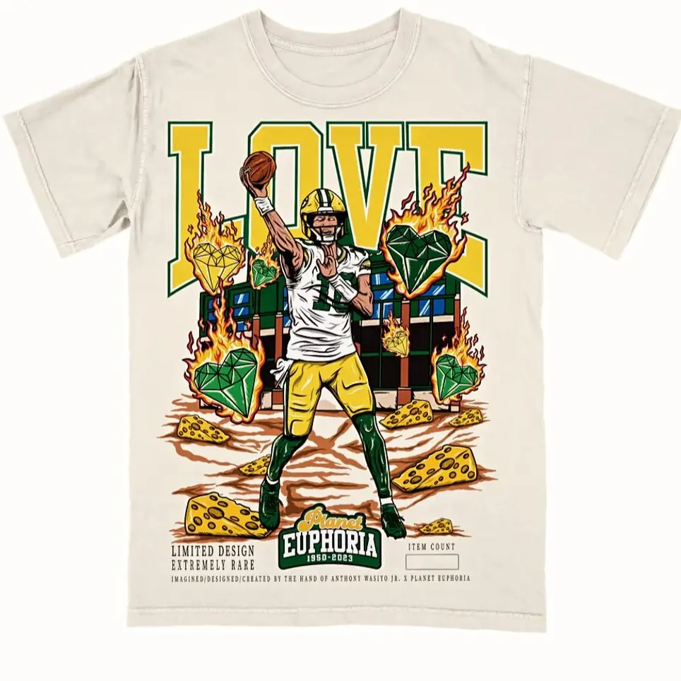 Jordan Love Planet Euphoria Shirt Vintage 90s Football Graphic Tee for Men Women Fans Y2k Streetwear