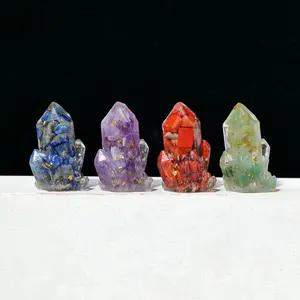 Natural Crystal Stone Cluster, 1 Count Reiki Amulet, Fengshui Sculpture, Home Office Decorative Reiki Figurine, Home Decor