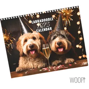 Labradoodle Calendar 2025, Labradoodle Gift, 12 Month Hanging Wall, Desktop Calendar 2025, Dog lover, Support Dog Shelters