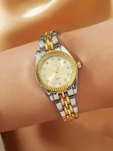 Women's Elegant Rhinestone Decorated Quartz Watch, Fashion Round Dial Analog Watch for Women & Girls, Trendy All-match & Exquisite Watch for Birthday Gift, Rhinestone Wristwatch