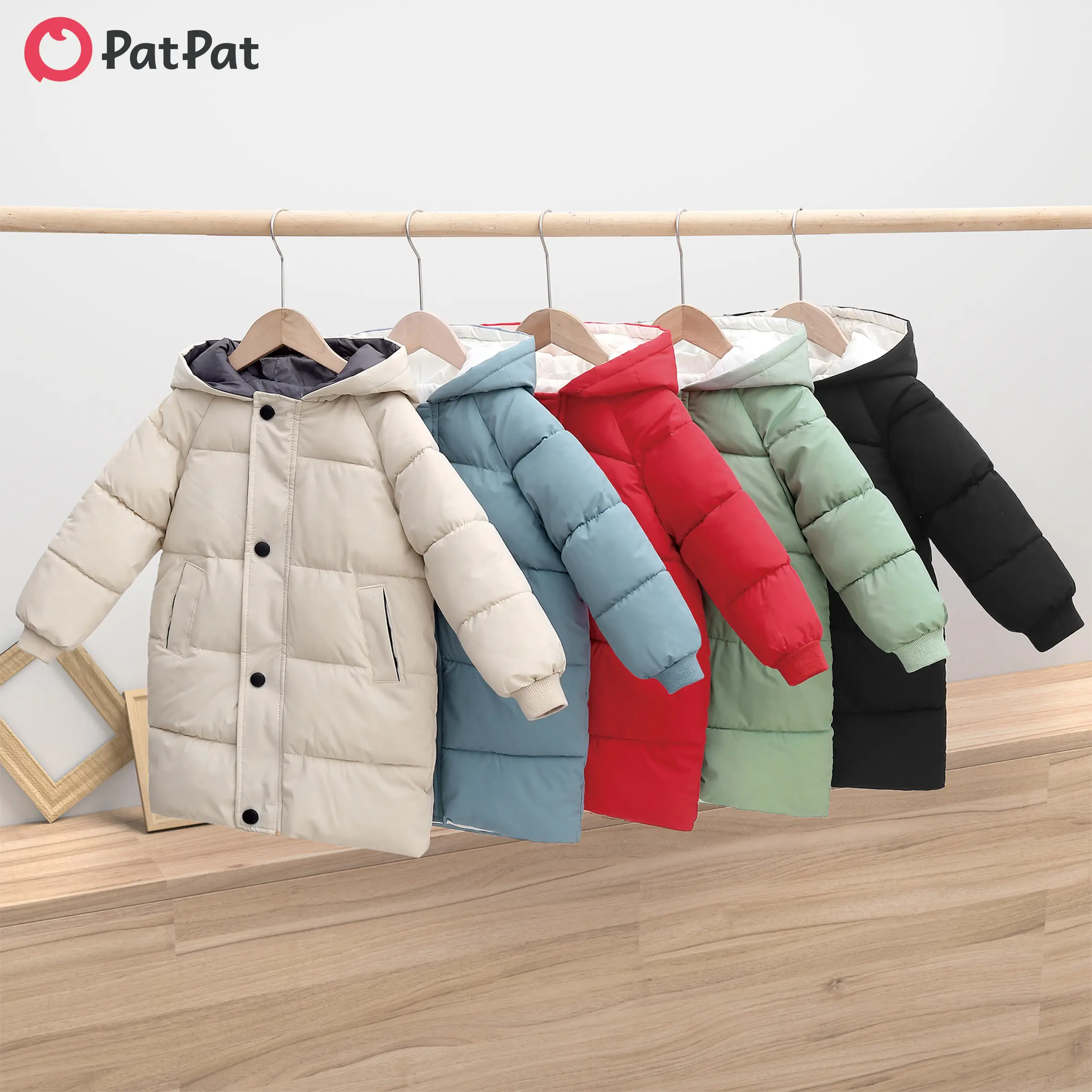 PatPat Toddler/Kid Boy/Girl Hooded Long Quilted Puffer Jacket Coat for Winter Outings & Daily Wear, Multi-Color, Ages 3-9, Stylish & Versatile Design