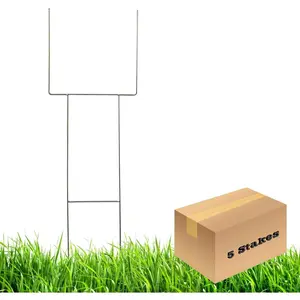 H Frame Wire Stakes 30 x10 inch 9 Gauge Galvanized Wire -Yard Sign Stakes Fit for 4mm, 5mm Corrugated Signs, Heavy Duty Metal Step Stakes, Pack of 5
