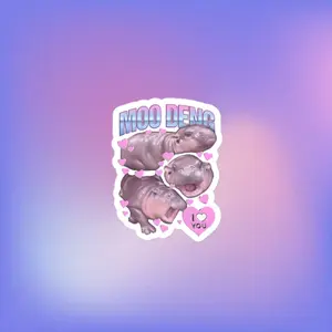 Cute Moo Deng Hippo Sticker, Adorable Thai Baby Hippo, Perfect Animal Lover Gift, Fun Hippo Stickers for Scrapbooking & Crafts