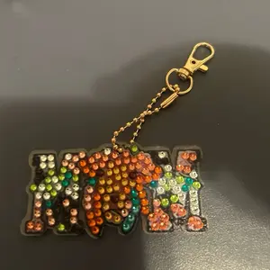 Double Sided Keychain with Colorful Rhinestones and Gold Clasp for Stylish Accessory