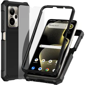 for Outlast 5G Case, ATT Motivate Pro 5G Phone Case with Screen Protector, Dual Layer Protection, Shockproof Corner TPU Bumper, Heavy Duty Full  Protective Phone Cover-Black