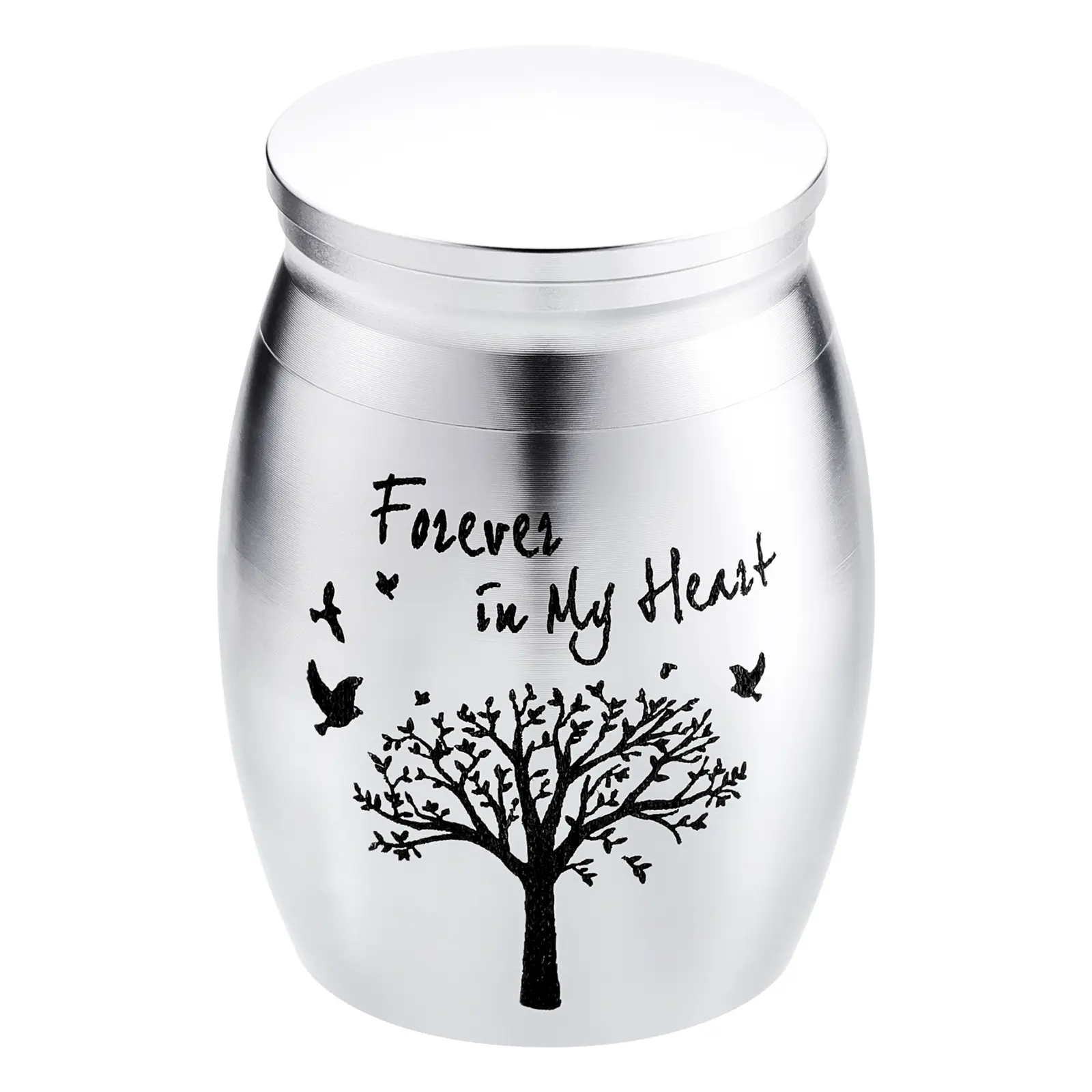 Personalized Small Pet Urn for Ashes - Waterproof Cremation Keepsake Stainless Steel Memorial Urn with Tree Patterns and Text for Ashes Holder Memorial Dog Cat Funeral Decorative