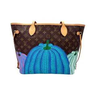 Pre-owned Louis Vuitton Coated Canvas Tote Bags x Yayoi Kusama Neverfull Monogram Pumpkin Handle Bag
