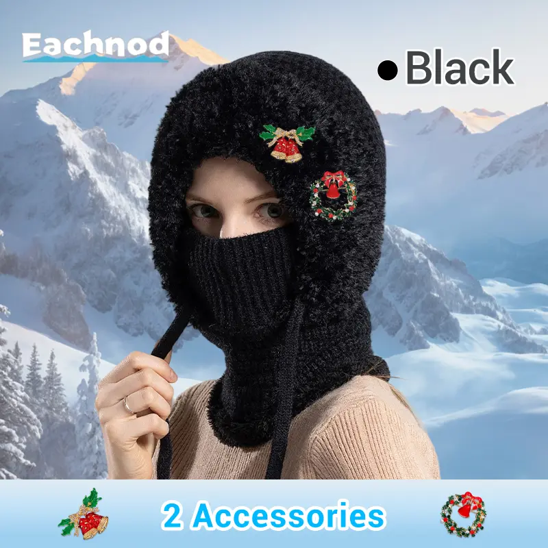 Black – Beanie with Festive Charm