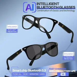 Smart Glasses with Wireless Earbuds, Transparent Lens Sunglasses for Music and Calls, Creative Smart Sports Eyewear with Microphone, Smart Audio Glasses