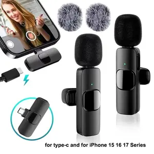Aurify Wireless Lavalier Microphone Mini USB-C Noise Reduction for iPhone Android Live Streaming Interviews Portable Handheld Mic
