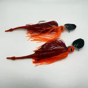 Fire Craw Blade Ripper Custom Made DIRECT CONNECT Bladed Jig 2 PACK - 3/8oz or 1/2oz with Sharp VMC Hooks, Custom Skirts & Trailers, Includes Two Jigs & Two Trailers freshwater fishing big bass pro