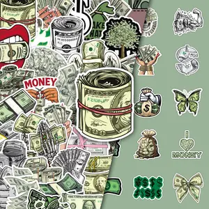100-Pack Dollar Bill Stickers - 2 American Cash Designs, Creative Money Decals for Phone Cases, Laptops & DIY Projects (Foil Printing, Realistic Texture)