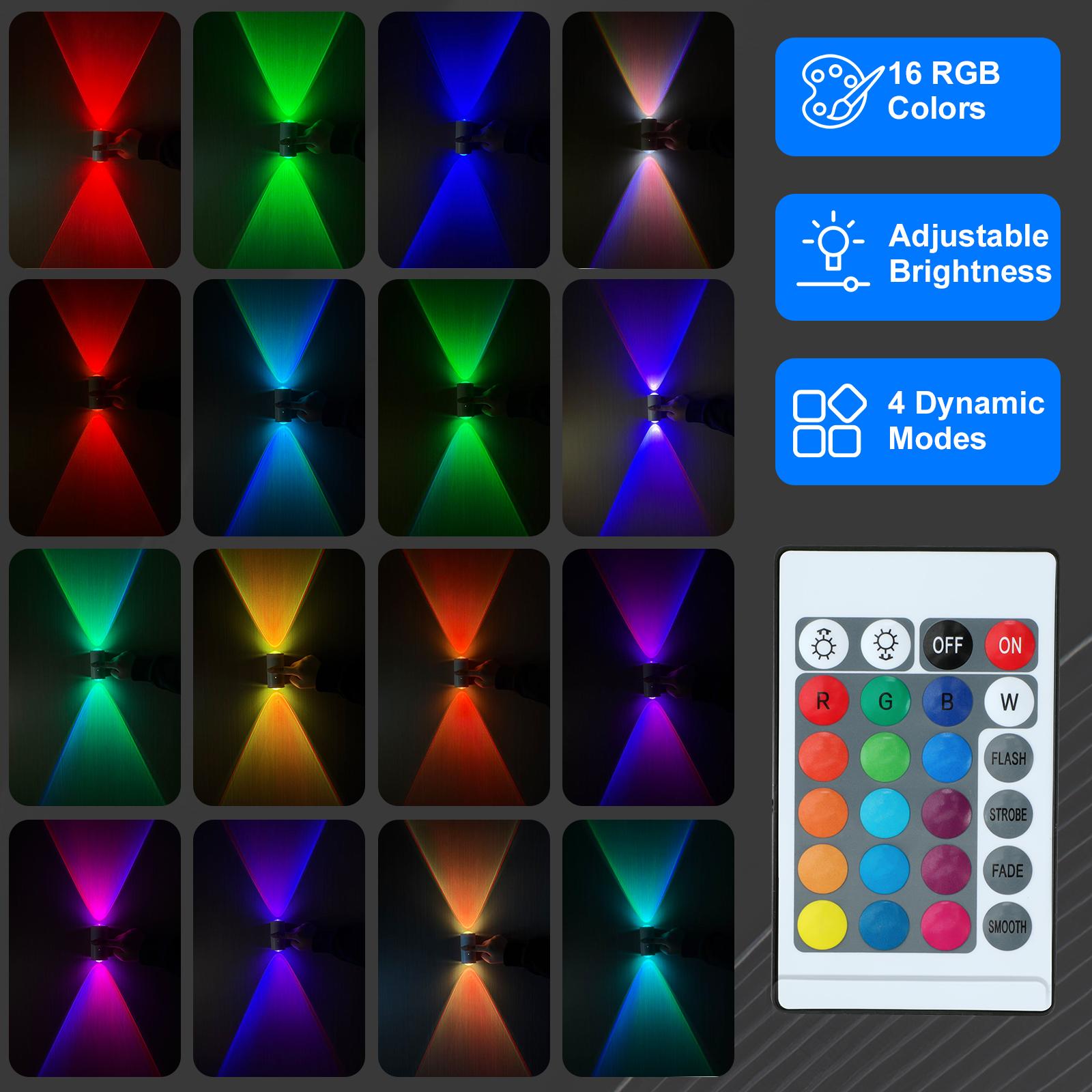 Smart LED Wall Lamp with Motion Sensor - 16 RGB Dynamic Ambient Night Light with Remote, Magnetic & Stick on Design, USB Rechargeable Cordless Projector light, Perfect for Home Decor, Stairs, Hallway, Courtyard Doorway