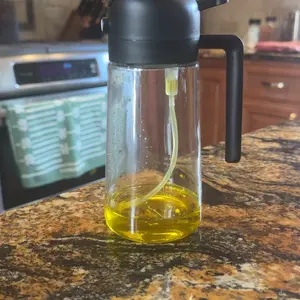 Oil Sprayer for Cooking - 2 in 1 Olive Oil Dispenser Bottle - Food-Grade Oil Mister for Air Fryer, Salads, Frying & BBQ (Black) Utensils Kitchen