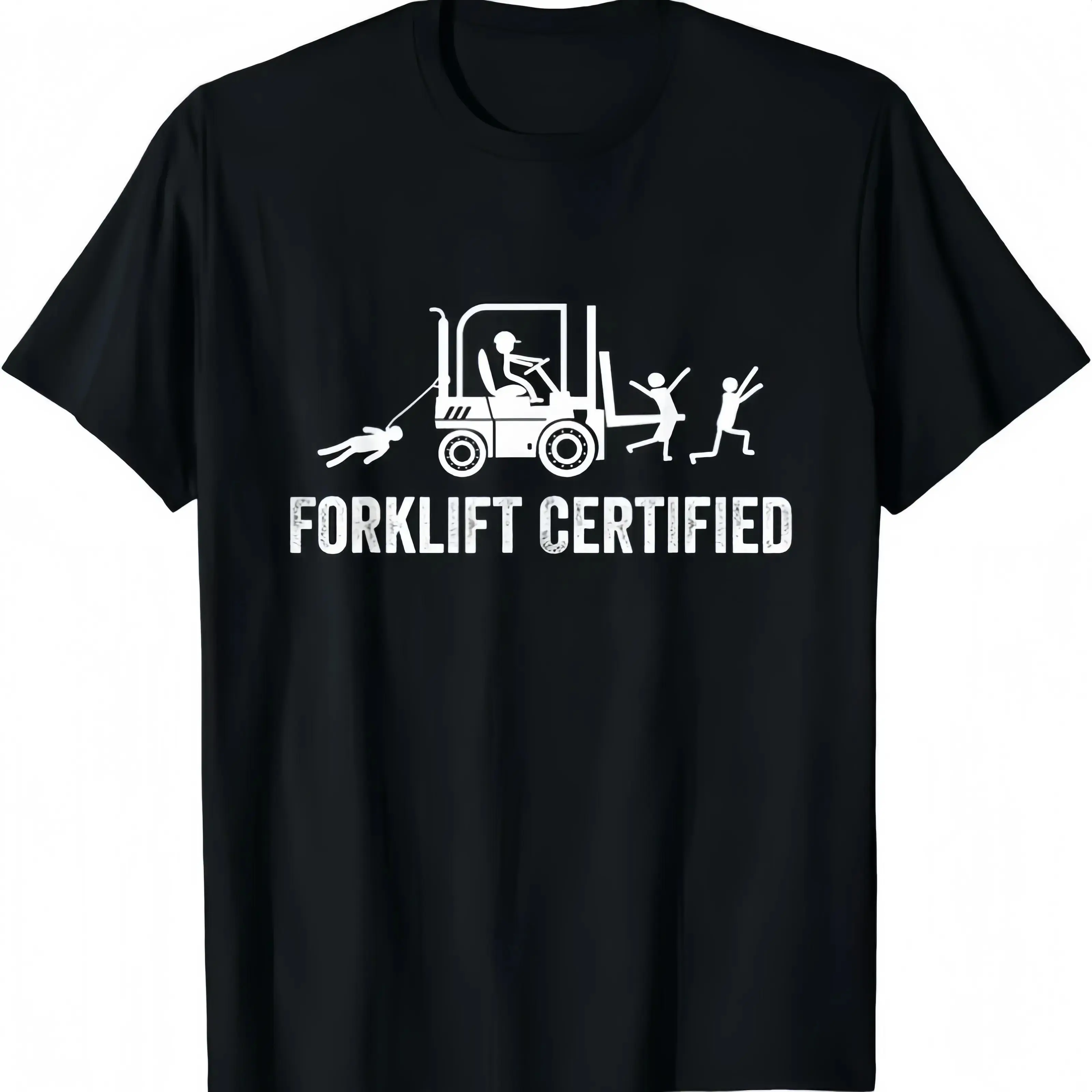 Men's Forklift Certified Graphic T-Shirt, Casual Short Sleeve Round Neck Tee in Soft Cotton for Work and Everyday Wear, Tshirt