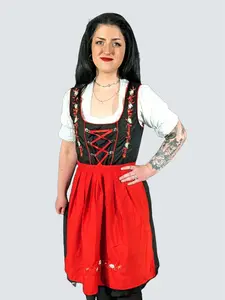 Dirndl World Dirndl Dress October Fest Women's Traditional Oktoberfest Costume Blue Polka Dot Cotton Blend Ruffled Braids Adjustable Apron Comfortable Fit