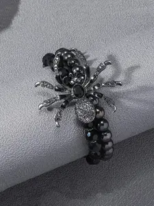 Spider Design Beaded Bracelet, Fashionable Beaded Bracelet for Women & Men, Trendy All-match & Exquisite Jewelry for Birthday Gift, Halloween