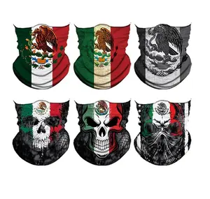 Mexican 6pcs Neck Gaiter Face Mask Summer UV Protection Cooling Neck Gaiter Men Women,Seamless Bandana Rave Face Cover Scarf Mask, Balaclava, Headband, Head Wrap, Great for motorcycle, biking, fishing, climbing, Construction work Tactical Mask Windproof F