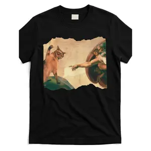 Humorous Cat Swatting Hand Parody T Shirt For Women And Men Cool Trendy Street Style Comfortable Cotton Round Neck Shorts Matching Gender Design