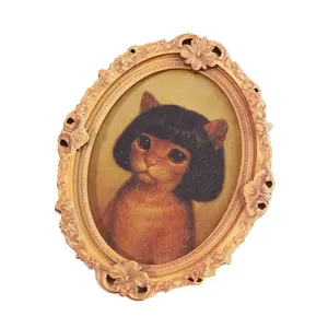 Funny Black Cat Smoking Mini Framed Art Fridge Magnet, Quirky Cat Lover Gift, Miniature Gallery Wall Decor, Aesthetic Meme Painting, Whimsigoth Aesthetic Fridge Decor, Tiny Gallery Wall Art, Handmade Style Cat Art Piece